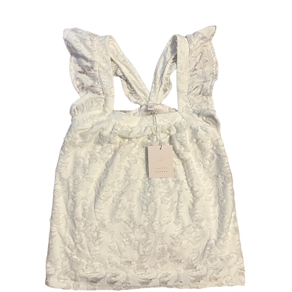 Lauren Conrad white ivory tusk lace top